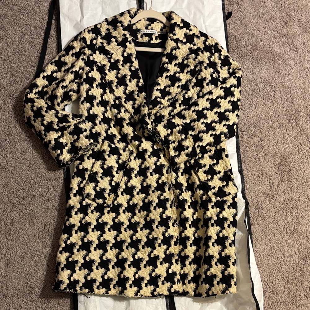Alice + Olivia White and Black Pea Coat